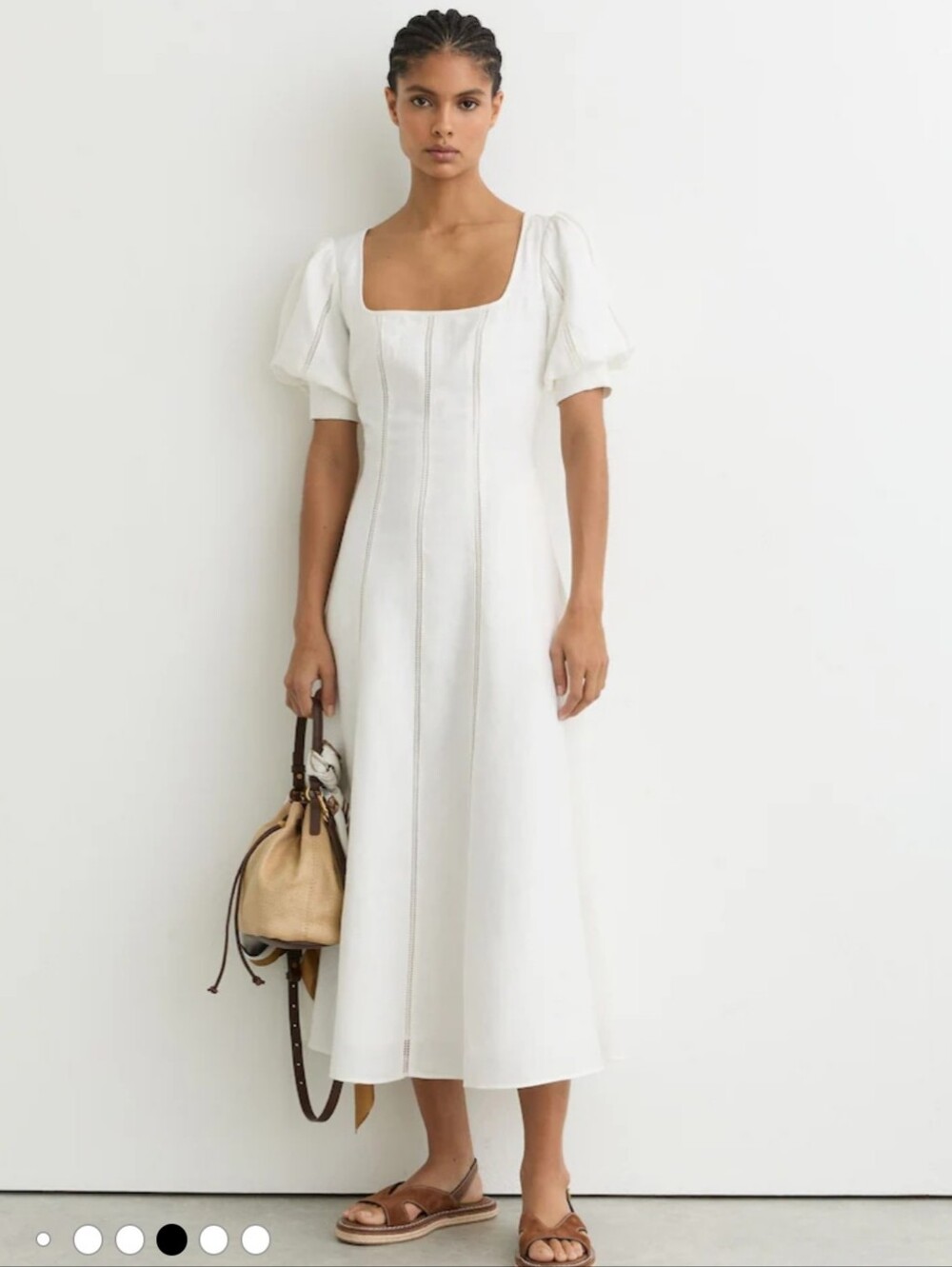 Women's Dress - Reiss 100% Linen & Cotton White Long Dress Size US 8 Cottagecore